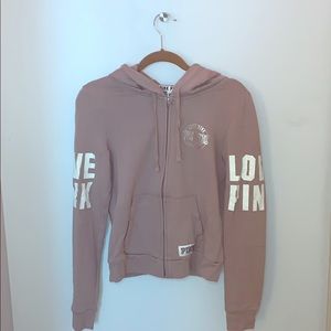 full zip PINK hooded sweatshirt